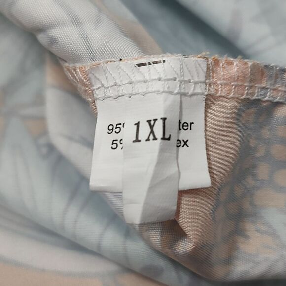 Floral print tie front bat sleeve blouse top Beach summer tropical cruise  Sz 1X - Picture 5 of 6